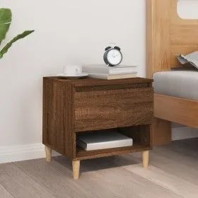 Mesita de noche madera contrachapada roble marrón 50x46x50 cm de vidaXL, Mesitas de noche - Ref: Foro24-819546, Precio: 50,35...