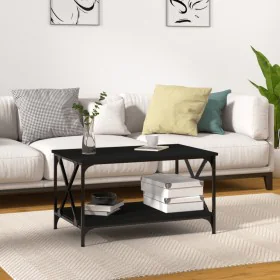 Mesa de centro madera contrachapada y hierro negro 80x50x45 cm de vidaXL, Mesas de centro - Ref: Foro24-823317, Precio: 54,32...