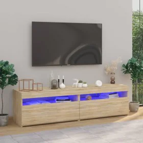 Muebles de TV con luces LED 2 unidades roble Sonoma 75x35x40 cm de vidaXL, Muebles TV - Ref: Foro24-804398, Precio: 78,03 €, ...