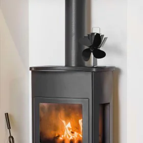 Ventilador de estufa accionado por calor 4 aspas negro de vidaXL, Ventiladores para chimeneas de leña - Ref: Foro24-51241, Pr...