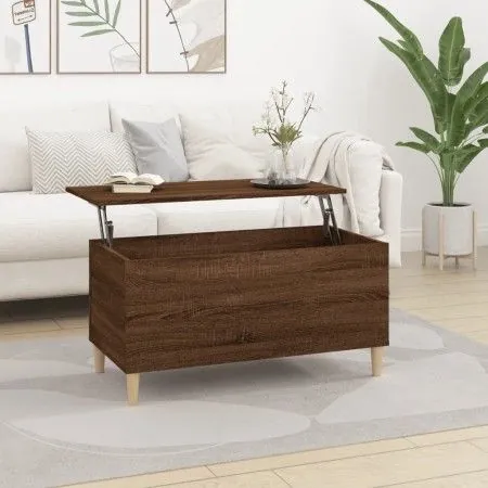Mesa de centro madera contrachapada roble marrón 90x44,5x45 cm de vidaXL, Mesas de centro - Ref: Foro24-819587, Precio: 64,82...