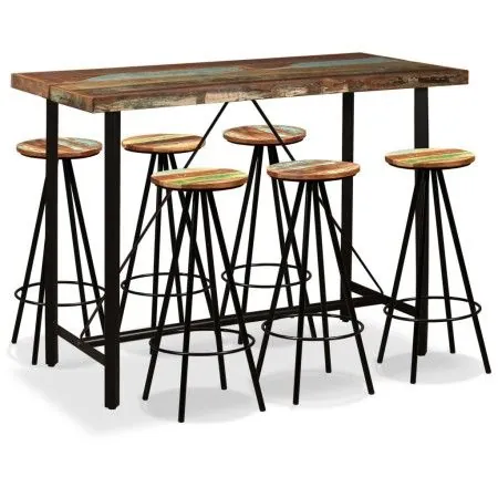 Set de muebles de bar 7 piezas madera reciclada de vidaXL, muebles para cocinas y comedores - Ref: Foro24-275146, Precio: 693...