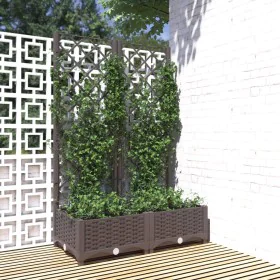 Jardinera con enrejado PP marrón 80x40x121,5 cm de vidaXL, Maceteros y jardineras - Ref: Foro24-318260, Precio: 69,30 €, Desc...