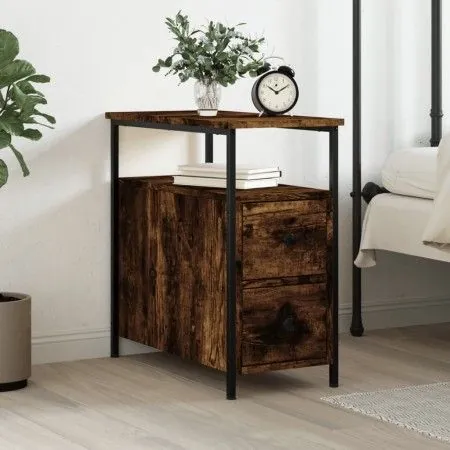 Smoked oak engineered wood bedside table 30x60x60 cm by vidaXL, Nightstands - Ref: Foro24-826067, Price: 55,96 €, Discount: %