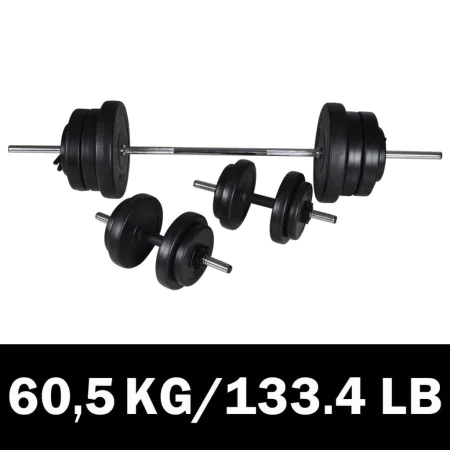 Juego de barras + 2 mancuernas 60,5kg de vidaXL, Peso libre - Ref: Foro24-90375, Precio: 158,79 €, Descuento: %