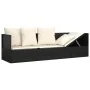 Sofá tumbona de jardín con cojines ratán sintético negro de vidaXL, Tumbonas - Ref: Foro24-319562, Precio: 221,02 €, Descuent...