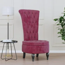 Sillón de respaldo alto con botones terciopelo rojo tinto de vidaXL, Sillas poltrona - Ref: Foro24-352467, Precio: 193,33 €, ...