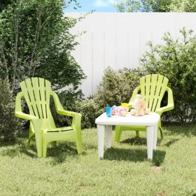 Sillas de jardín niños 2 uds aspecto madera PP verde 37x34x44cm de vidaXL, Sillas de jardín - Ref: Foro24-364740, Precio: 61,...