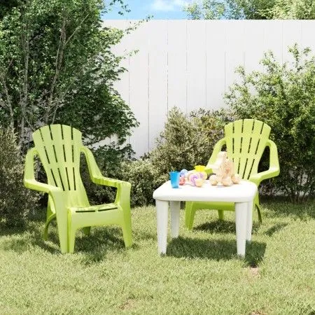 Sillas de jardín niños 2 uds aspecto madera PP verde 37x34x44cm de vidaXL, Sillas de jardín - Ref: Foro24-364740, Precio: 61,...