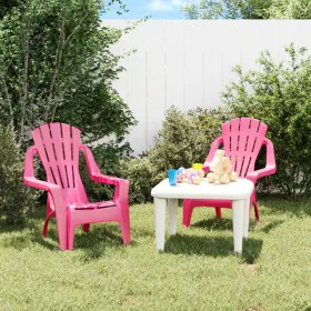 Sillas de jardín niños 2 uds aspecto madera PP rosa 37x34x44 cm de vidaXL, Sillas de jardín - Ref: Foro24-364741, Precio: 51,...