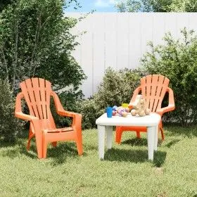 Sillas jardín niños 2 uds aspecto madera PP naranja 37x34x44 cm de vidaXL, Sillas de jardín - Ref: Foro24-364742, Precio: 54,...