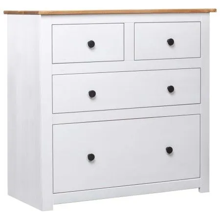 Aparador de madera maciza pino estilo Panamá blanco 80x40x83 cm de vidaXL, Aparadores - Ref: Foro24-282657, Precio: 162,15 €,...