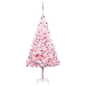 Árbol de Navidad preiluminado con luces y bolas rosa 210 cm de vidaXL, Arboles de navidad - Ref: Foro24-3077672, Precio: 102,...