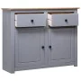 Gray Panama style solid pine wood sideboard 93x40x80 cm by vidaXL, Sideboards - Ref: Foro24-282698, Price: 158,96 €, Discount: %