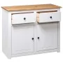 Aparador de madera maciza pino estilo Panamá blanco 93x40x80 cm de vidaXL, Aparadores - Ref: Foro24-282699, Precio: 221,73 €,...