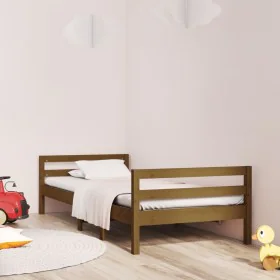 Honey brown solid pine wood bed frame 75x190 cm by vidaXL, Beds and slatted bases - Ref: Foro24-821642, Price: 113,50 €, Disc...