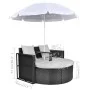 Cama de jardín con sombrilla ratán sintético negro de vidaXL, Camas para exteriores - Ref: Foro24-40735, Precio: 339,27 €, De...