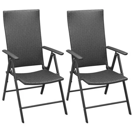 Sillas de jardín apilables 2 unidades ratán sintético negro de vidaXL, Sillas de jardín - Ref: Foro24-42796, Precio: 138,32 €...