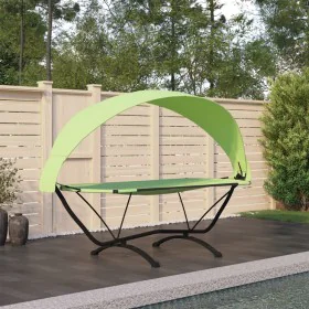 Tumbona de jardín con dosel de acero y tela oxford verde de vidaXL, Camas para exteriores - Ref: Foro24-317602, Precio: 136,7...